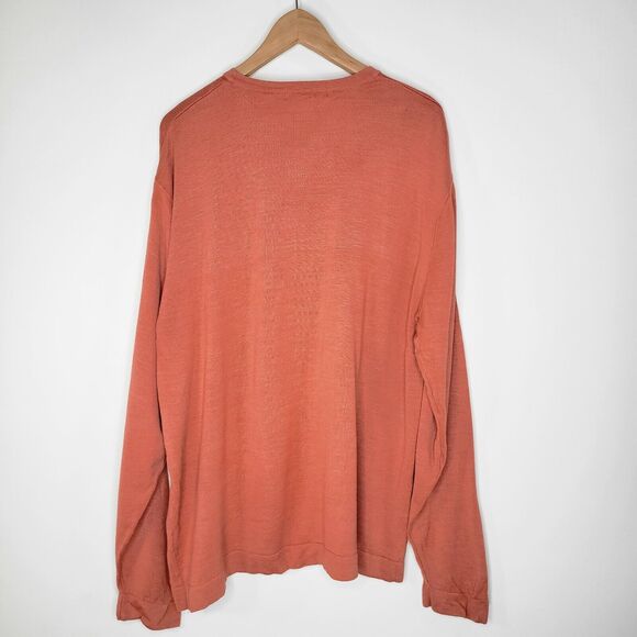 Vintage GEOFFREY BEENE Orange Silk Blend Sweater Size XL Crew Neck Preppy - Picture 4 of 9